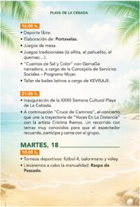 Programm XXXII Semana Cultural – Playa de la Cebada, Morro Jable