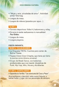 Programm XXXII Semana Cultural – Playa de la Cebada, Morro Jable