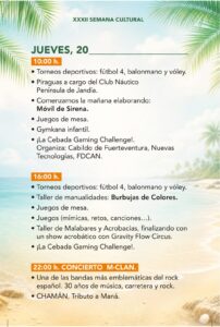Programm XXXII Semana Cultural – Playa de la Cebada, Morro Jable