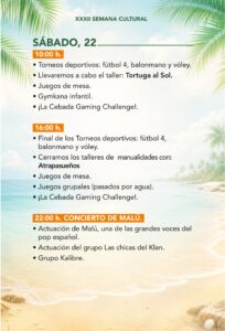 Programm XXXII Semana Cultural – Playa de la Cebada, Morro Jable