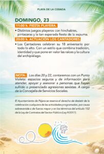 Programm XXXII Semana Cultural – Playa de la Cebada, Morro Jable