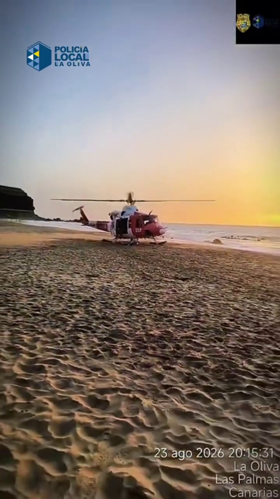 Rettung nach Badeunfall per Heli am Playa de la Escalera