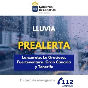 Prealerta wegen Regen auf Lanzarote, La Graciosa, Fuerteventura, Gran Canaria und Teneriffa